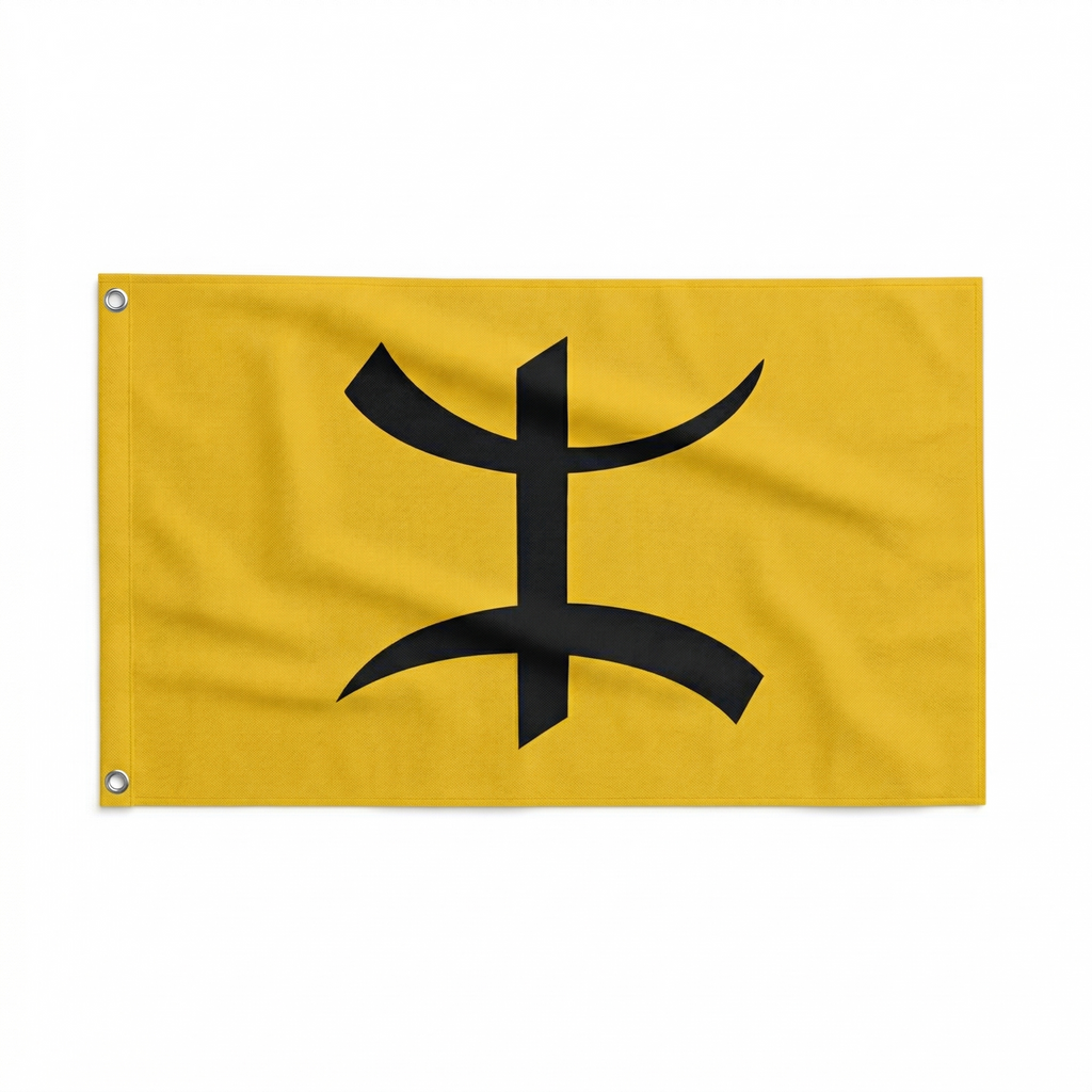 Chaouia flag with bold black symbol on a yellow background