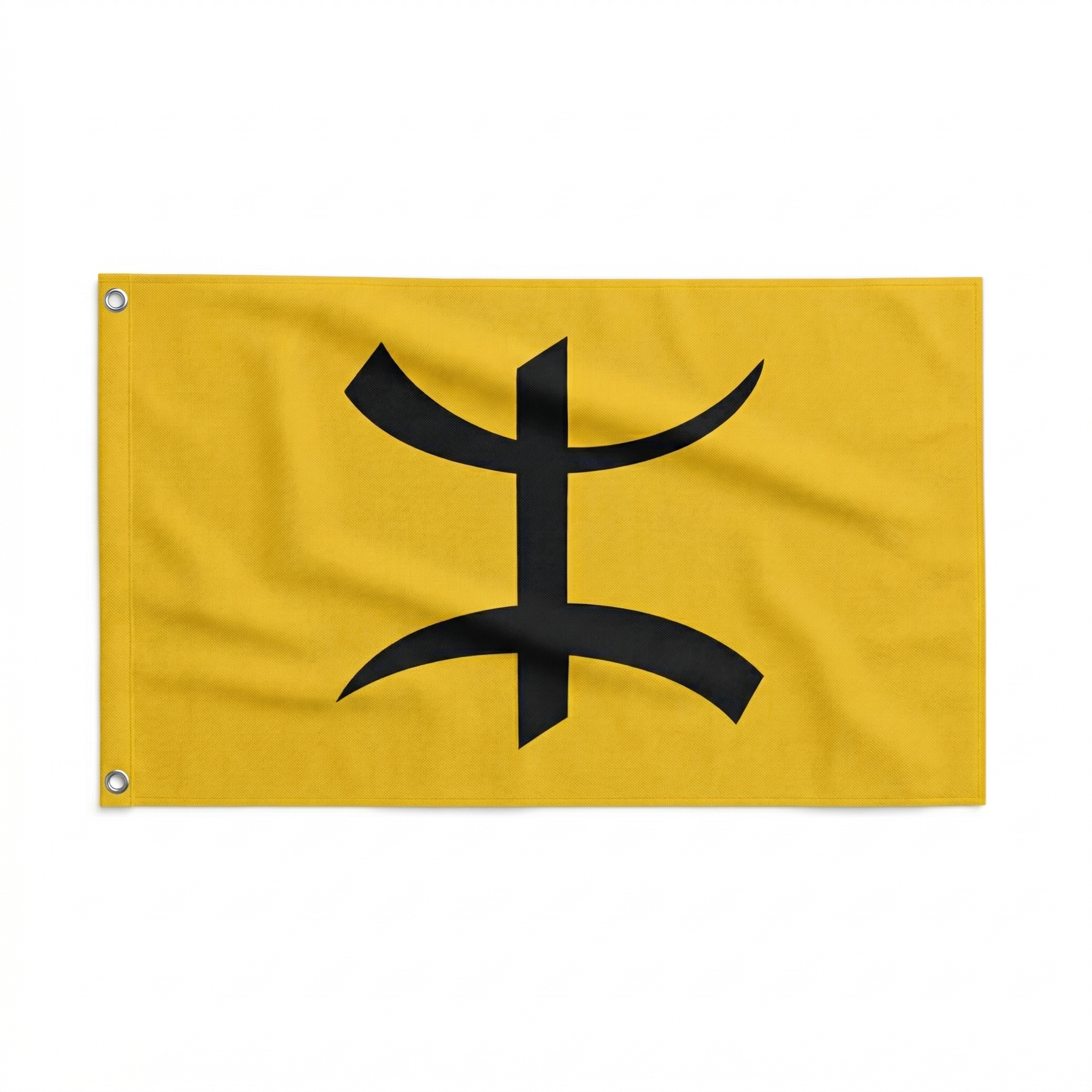 Chaouia flag with bold black symbol on a yellow background