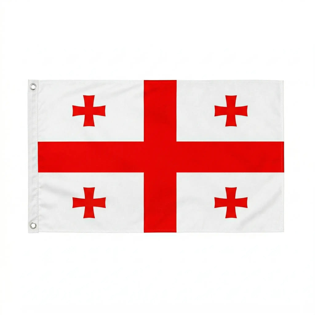 Georgia flag with red crosses on white background, premium Caucasus flag